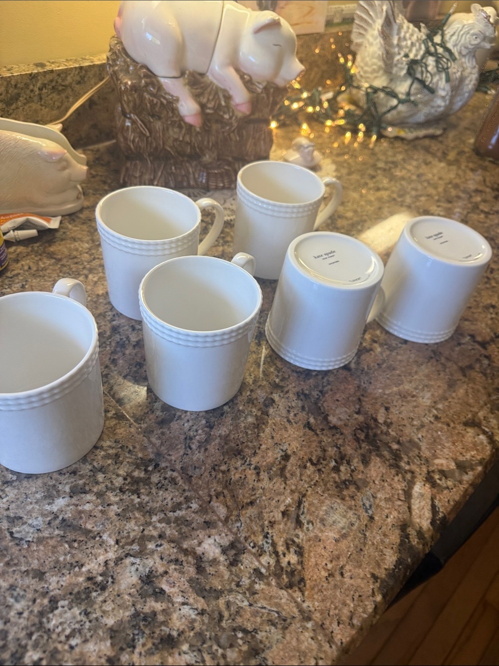kate spade white ceramic beaded-rim mugs - set of 6